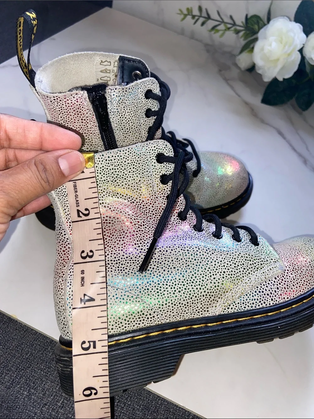 Dr. Martens 1460 Pascal Boot Iridescent Lace-Up Combat Boots size 2